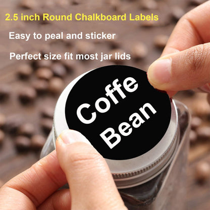 Chalkboard Labels Sticker 2.5 inch Round Blackboard Mason Jar Lid Canning Label for Decorating Mason Jars, Pantry, Home and Office & Craft DIY 90 pcs