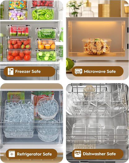 40 PCS Food Storage Containers with Lids, Microwave/Dishwasher Safe | Airtight, BPA-free, Stackable, Meal Prep, Leakproof, Assorted Sizes, Labels & Pen, Reusable Plastic