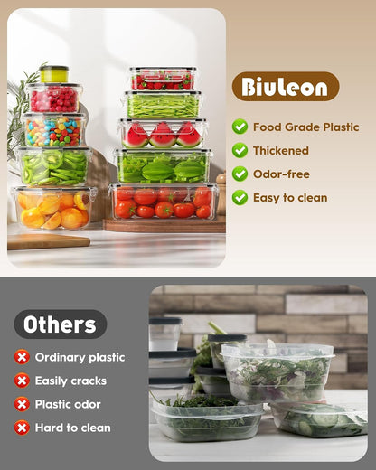 40 PCS Food Storage Containers with Lids, Microwave/Dishwasher Safe | Airtight, BPA-free, Stackable, Meal Prep, Leakproof, Assorted Sizes, Labels & Pen, Reusable Plastic