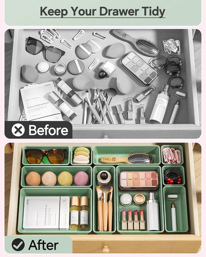 KEMETHY 25 PCS Plastic Drawer Organizers Set, 4 Sizes Vanity Organizer