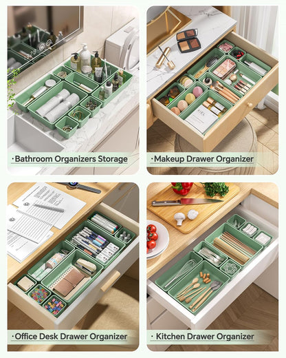 KEMETHY 25 PCS Plastic Drawer Organizers Set, 4 Sizes Vanity Organizer