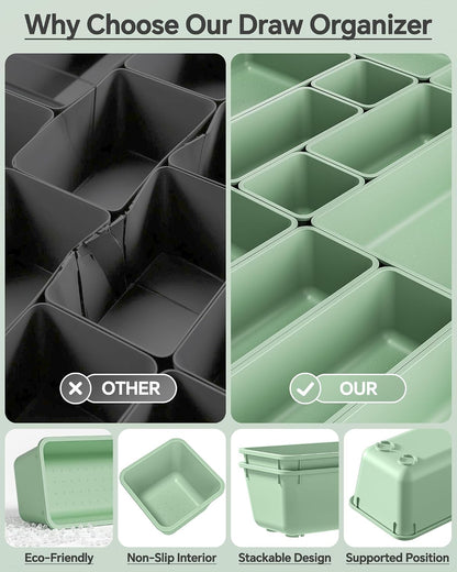 KEMETHY 25 PCS Plastic Drawer Organizers Set, 4 Sizes Vanity Organizer