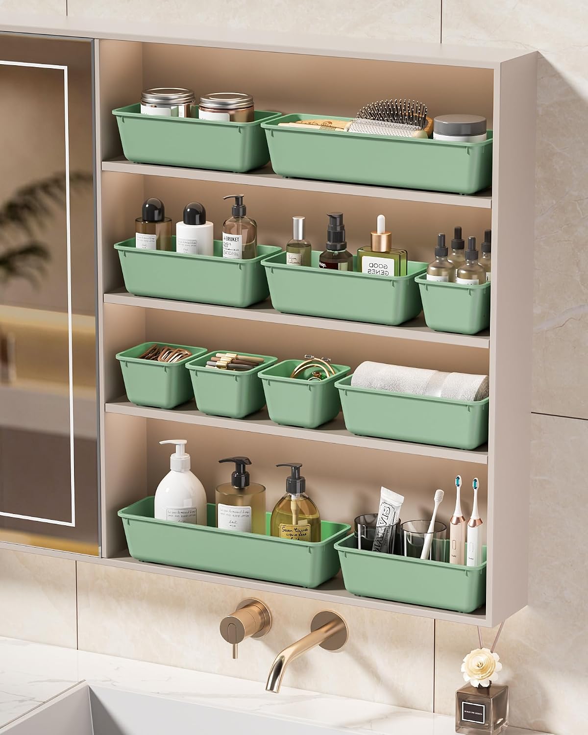 KEMETHY 25 PCS Plastic Drawer Organizers Set, 4 Sizes Vanity Organizer