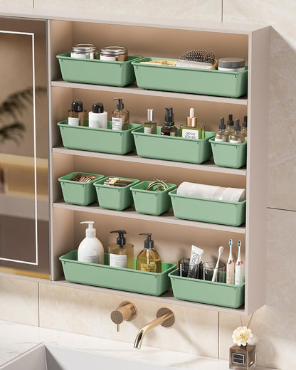 KEMETHY 25 PCS Plastic Drawer Organizers Set, 4 Sizes Vanity Organizer