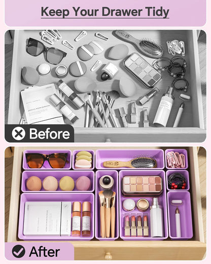 KEMETHY 25 PCS Plastic Drawer Organizers Set, 4 Sizes Vanity Organizer