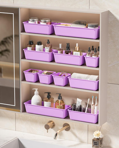 KEMETHY 25 PCS Plastic Drawer Organizers Set, 4 Sizes Vanity Organizer
