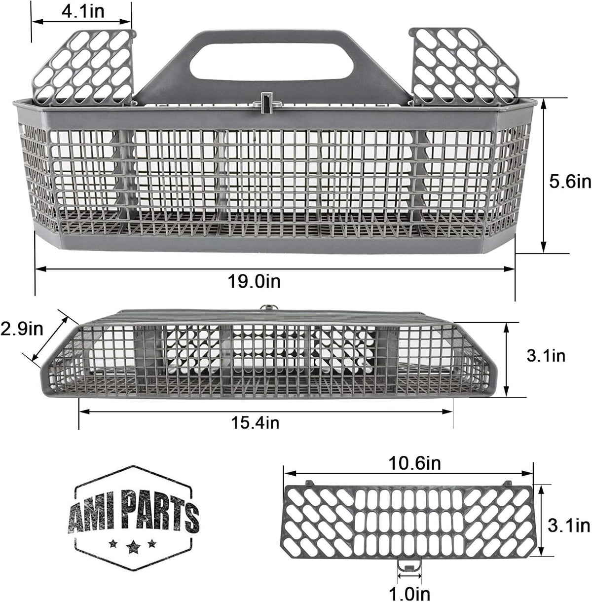 WD28X10128 Dishwasher Silverware Basket Gray (19.7"x3.8"x8.4")