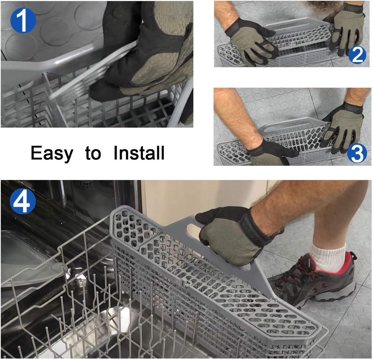 WD28X10128 Dishwasher Silverware Basket Gray (19.7"x3.8"x8.4")