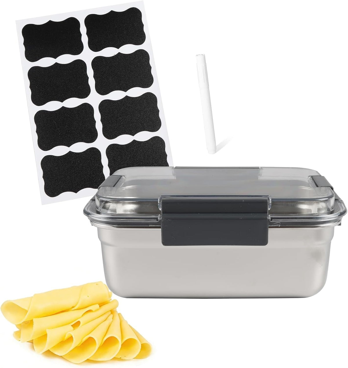 Cheese Container for Refrigerator,Cheese Stainless Steel Container with Lids,Deli Meat Saver, Non Toxic Airtight Storage Container for Stackable Sliced Grated,Shredded,Cheddar Cheeses Holder