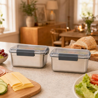 Cheese Container for Refrigerator,Cheese Stainless Steel Container with Lids,Deli Meat Saver, Non Toxic Airtight Storage Container for Stackable Sliced Grated,Shredded,Cheddar Cheeses Holder