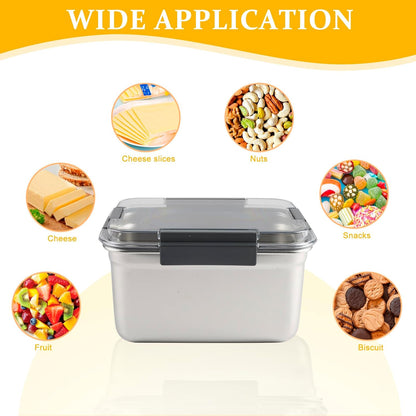Cheese Container for Refrigerator,Cheese Stainless Steel Container with Lids,Deli Meat Saver, Non Toxic Airtight Storage Container for Stackable Sliced Grated,Shredded,Cheddar Cheeses Holder