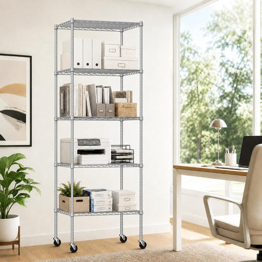 5 Tier Wire Shelving Unit, 72.8" H Heavy Duty Metal Storage Shelves