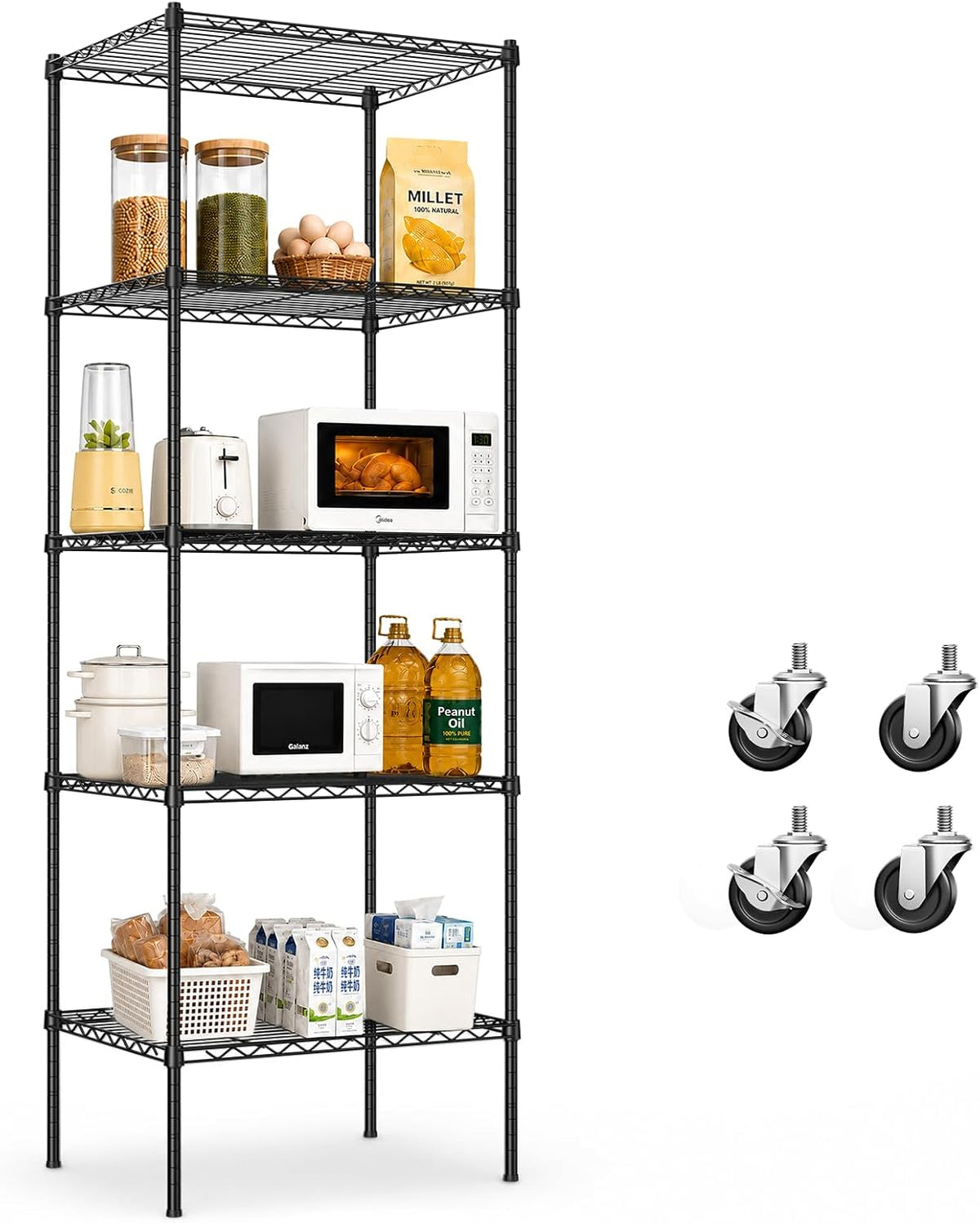 5 Tier Wire Shelving Unit, 72.8" H Heavy Duty Metal Storage Shelves