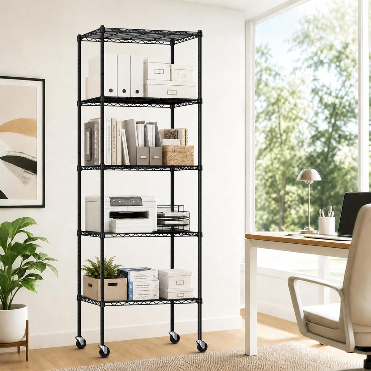 5 Tier Wire Shelving Unit, 72.8" H Heavy Duty Metal Storage Shelves