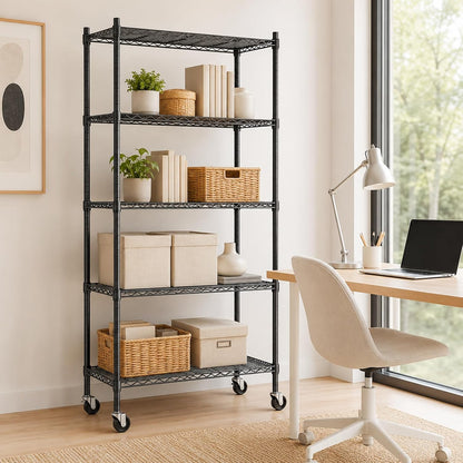 5 Tier Wire Shelving Unit, 72.8" H Heavy Duty Metal Storage Shelves