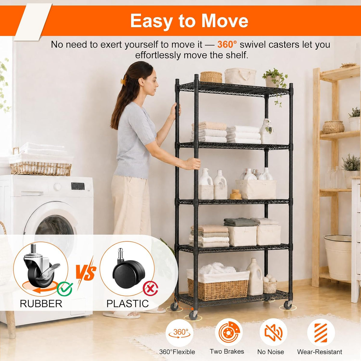 5 Tier Wire Shelving Unit, 72.8" H Heavy Duty Metal Storage Shelves