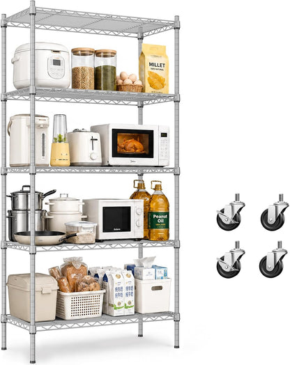 5 Tier Wire Shelving Unit, 72.8" H Heavy Duty Metal Storage Shelves