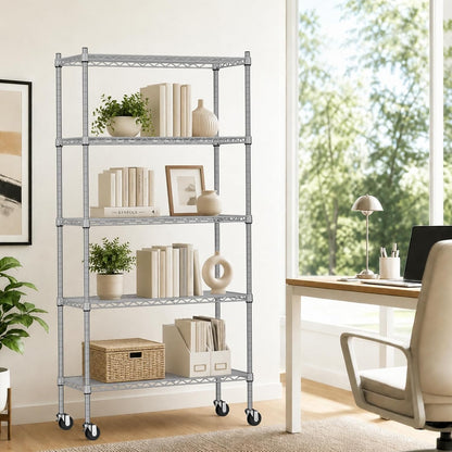 5 Tier Wire Shelving Unit, 72.8" H Heavy Duty Metal Storage Shelves
