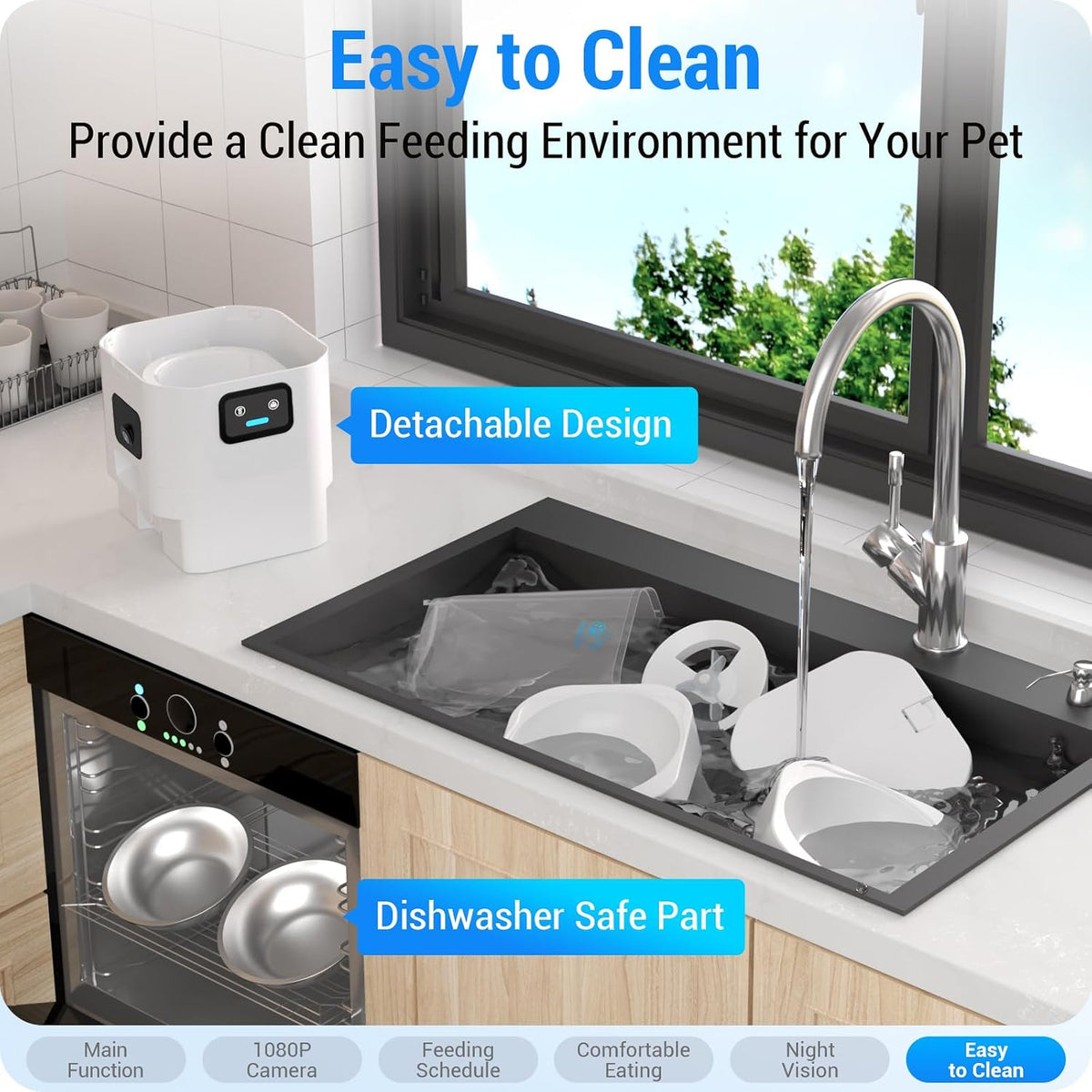 Automatic Cat Feeder 2 Cats with Slow Feed: Dual Automatic Dog Feeder with 5G WiFi, Cat Food Dispenser with APP Control for Multiple Pets, Detachable for Easy Clean, Double Pet Bowl - 29 Cup