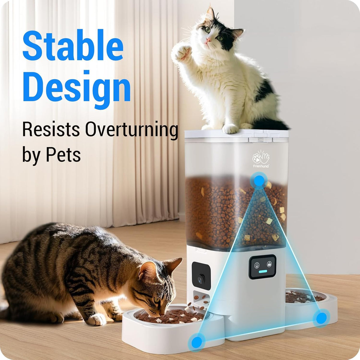Automatic Cat Feeder 2 Cats with Slow Feed: Dual Automatic Dog Feeder with 5G WiFi, Cat Food Dispenser with APP Control for Multiple Pets, Detachable for Easy Clean, Double Pet Bowl - 29 Cup