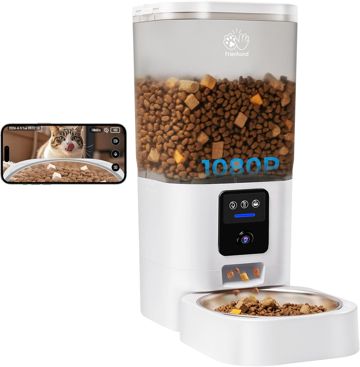 Automatic Cat Feeder 2 Cats with Slow Feed: Dual Automatic Dog Feeder with 5G WiFi, Cat Food Dispenser with APP Control for Multiple Pets, Detachable for Easy Clean, Double Pet Bowl - 29 Cup