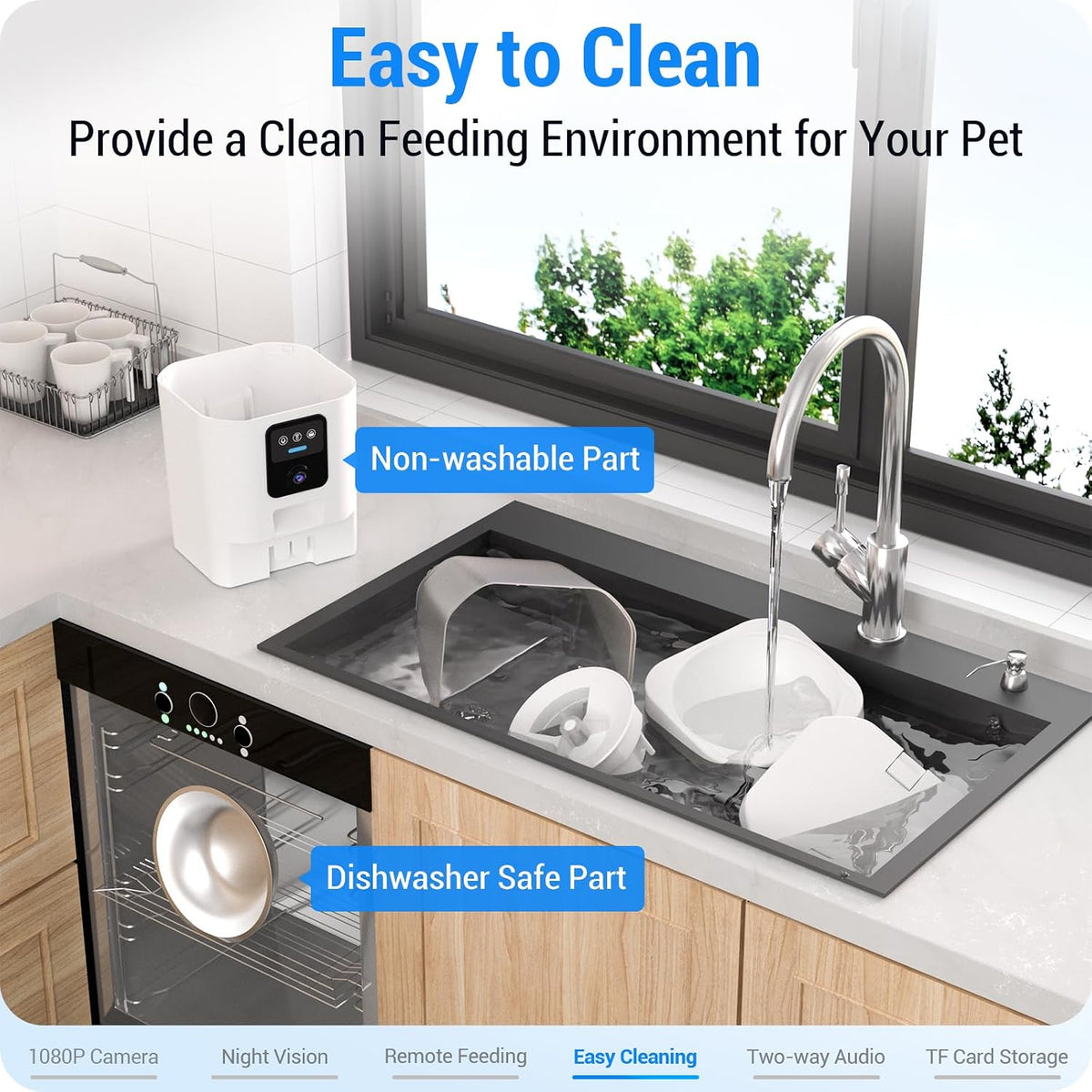 Automatic Cat Feeder 2 Cats with Slow Feed: Dual Automatic Dog Feeder with 5G WiFi, Cat Food Dispenser with APP Control for Multiple Pets, Detachable for Easy Clean, Double Pet Bowl - 29 Cup