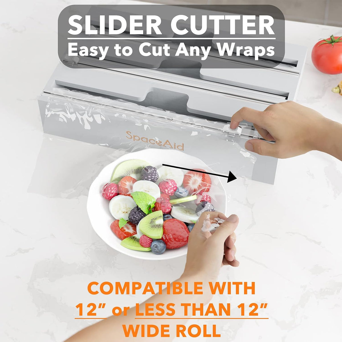 WrapNeat 4 in 1 Wrap Organizer with Cutter and Labels, Plastic Wrap, Aluminum Foil and Wax Bamboo Dispenser for Kitchen Storage Organization Holder for 12" Roll (Natural, 4-Slot)