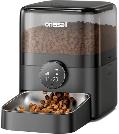 Automatic Cat Feeder for Large Kibble and Snacks, 12 Cups/3L Timed Pet Feeder for Cats Indoor, Programmable Dry Food Dispenser (Black)