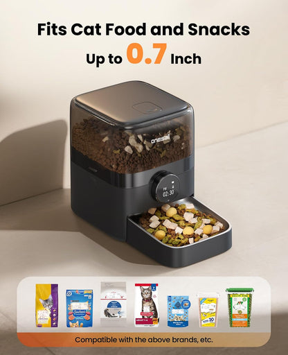 Automatic Cat Feeder for Large Kibble and Snacks, 12 Cups/3L Timed Pet Feeder for Cats Indoor, Programmable Dry Food Dispenser (Black)
