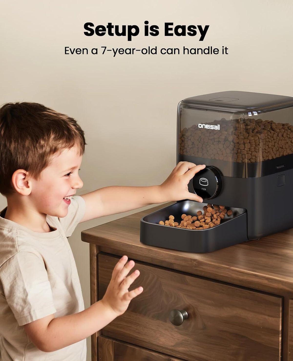 Automatic Cat Feeder for Large Kibble and Snacks, 12 Cups/3L Timed Pet Feeder for Cats Indoor, Programmable Dry Food Dispenser (Black)