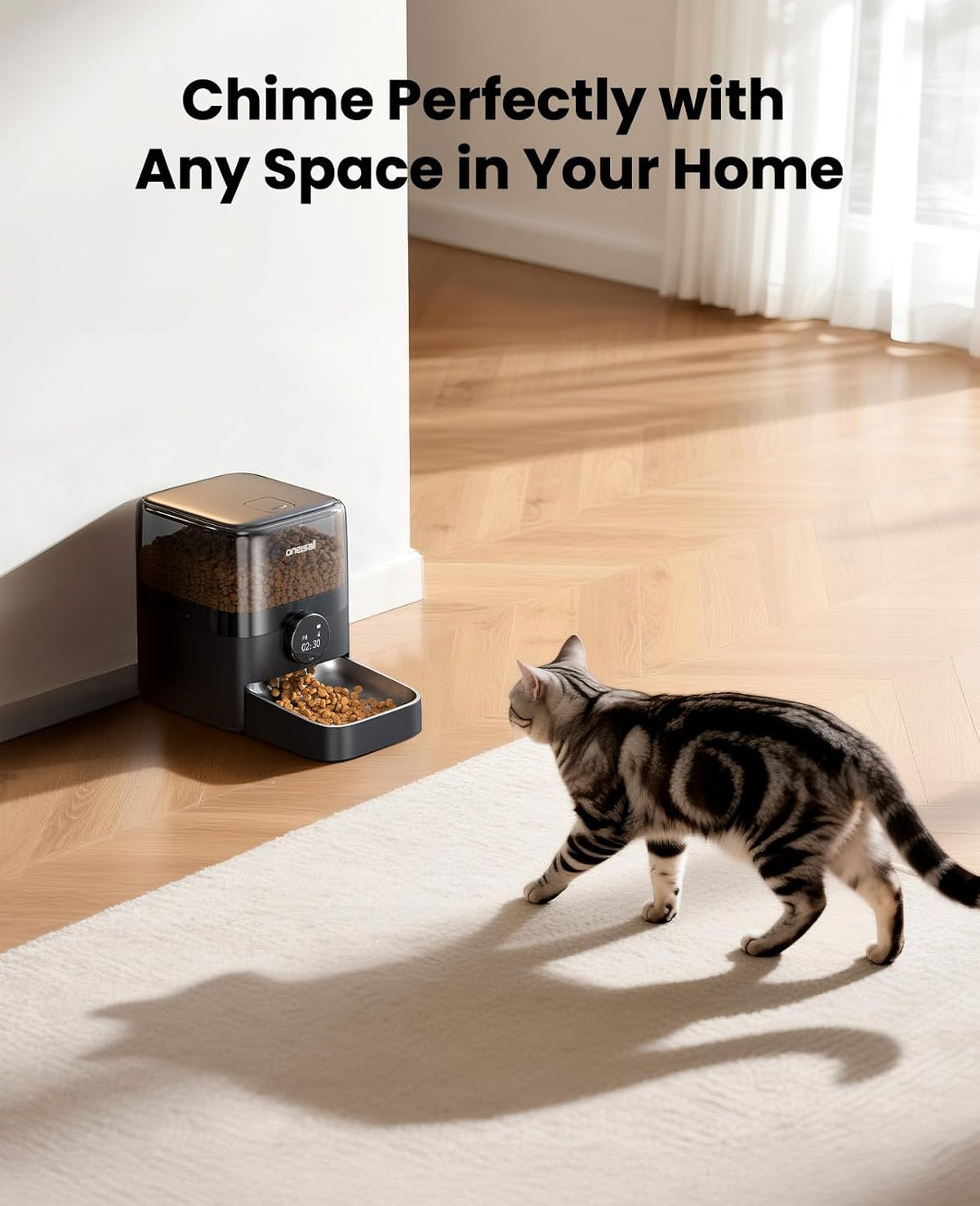 Automatic Cat Feeder for Large Kibble and Snacks, 12 Cups/3L Timed Pet Feeder for Cats Indoor, Programmable Dry Food Dispenser (Black)