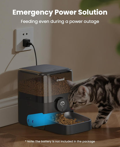 Automatic Cat Feeder for Large Kibble and Snacks, 12 Cups/3L Timed Pet Feeder for Cats Indoor, Programmable Dry Food Dispenser (Black)
