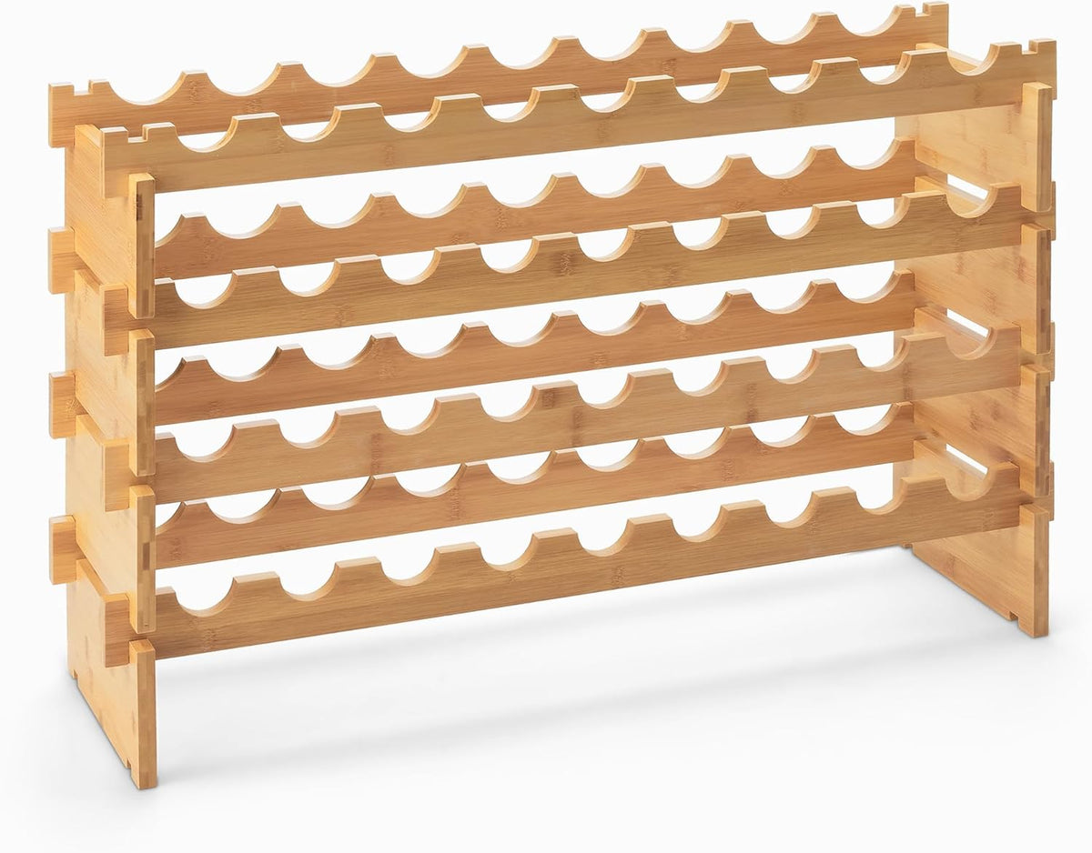Stackable Bamboo Wine Rack, 36 Bottle Capacity, Easy to Assemble