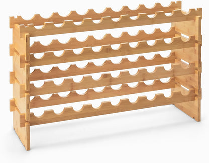 Stackable Bamboo Wine Rack, 36 Bottle Capacity, Easy to Assemble