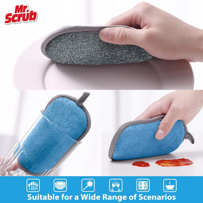 Sponges Kitchen Dish Sponge for Washing Dishes Cleaning Kitchen, All-Purpose, Non Scratch, Rough Scrubbers Side for Non-Stick Cookware, Soft Microfiber Scrub Side for Dishes, Mr. Scrub