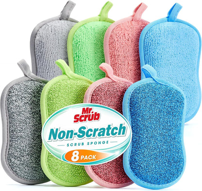 Sponges Kitchen Dish Sponge for Washing Dishes Cleaning Kitchen, All-Purpose, Non Scratch, Rough Scrubbers Side for Non-Stick Cookware, Soft Microfiber Scrub Side for Dishes, Mr. Scrub