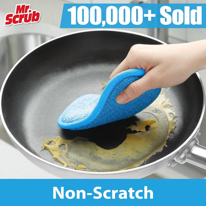 Sponges Kitchen Dish Sponge for Washing Dishes Cleaning Kitchen, All-Purpose, Non Scratch, Rough Scrubbers Side for Non-Stick Cookware, Soft Microfiber Scrub Side for Dishes, Mr. Scrub