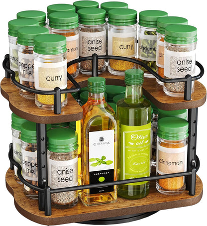 Spice Organization for Cabinet, Lazy Susan Spice Rack, 10 in, Black | Height Adjustable, Rotating Spice Organizer for Countertop, Fits Cabinets Wide＞ 11 in, Height ＞10.5 in
