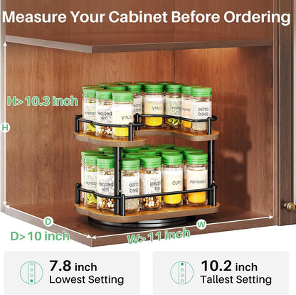 Spice Organization for Cabinet, Lazy Susan Spice Rack, 10 in, Black | Height Adjustable, Rotating Spice Organizer for Countertop, Fits Cabinets Wide＞ 11 in, Height ＞10.5 in