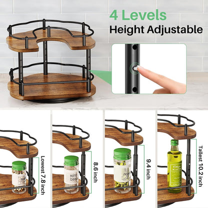 Spice Organization for Cabinet, Lazy Susan Spice Rack, 10 in, Black | Height Adjustable, Rotating Spice Organizer for Countertop, Fits Cabinets Wide＞ 11 in, Height ＞10.5 in