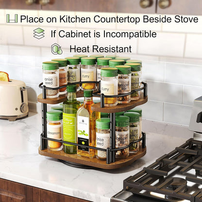 Spice Organization for Cabinet, Lazy Susan Spice Rack, 10 in, Black | Height Adjustable, Rotating Spice Organizer for Countertop, Fits Cabinets Wide＞ 11 in, Height ＞10.5 in