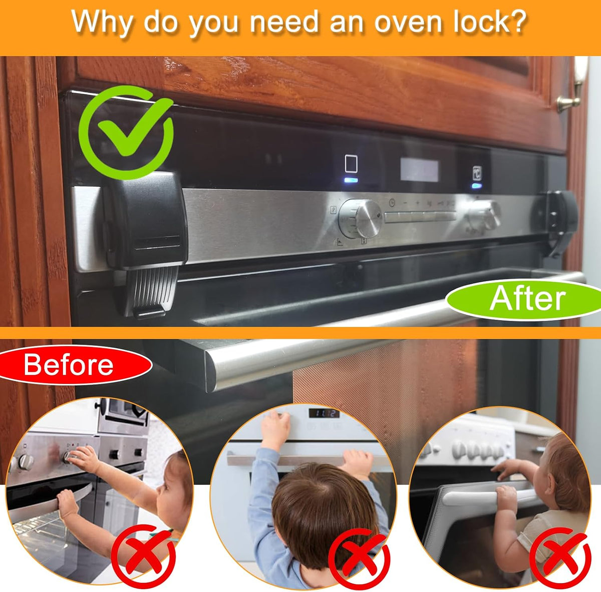 2 PCS Oven Lock Child Safety, Air Fryers Oven Front Door Lock Child Safety for Toddlers, Easy to Install Oven Safety Locks & Dishwasher Door Lock for Baby Safety
