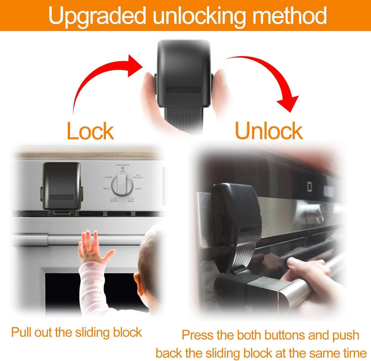2 PCS Oven Lock Child Safety, Air Fryers Oven Front Door Lock Child Safety for Toddlers, Easy to Install Oven Safety Locks & Dishwasher Door Lock for Baby Safety