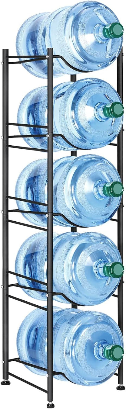 5 Gallon Water Jug Holder, 5 Tier Water Cooler Jug Rack, Black
