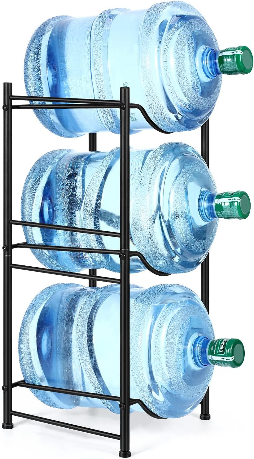 5 Gallon Water Jug Holder, 5 Tier Water Cooler Jug Rack, Black