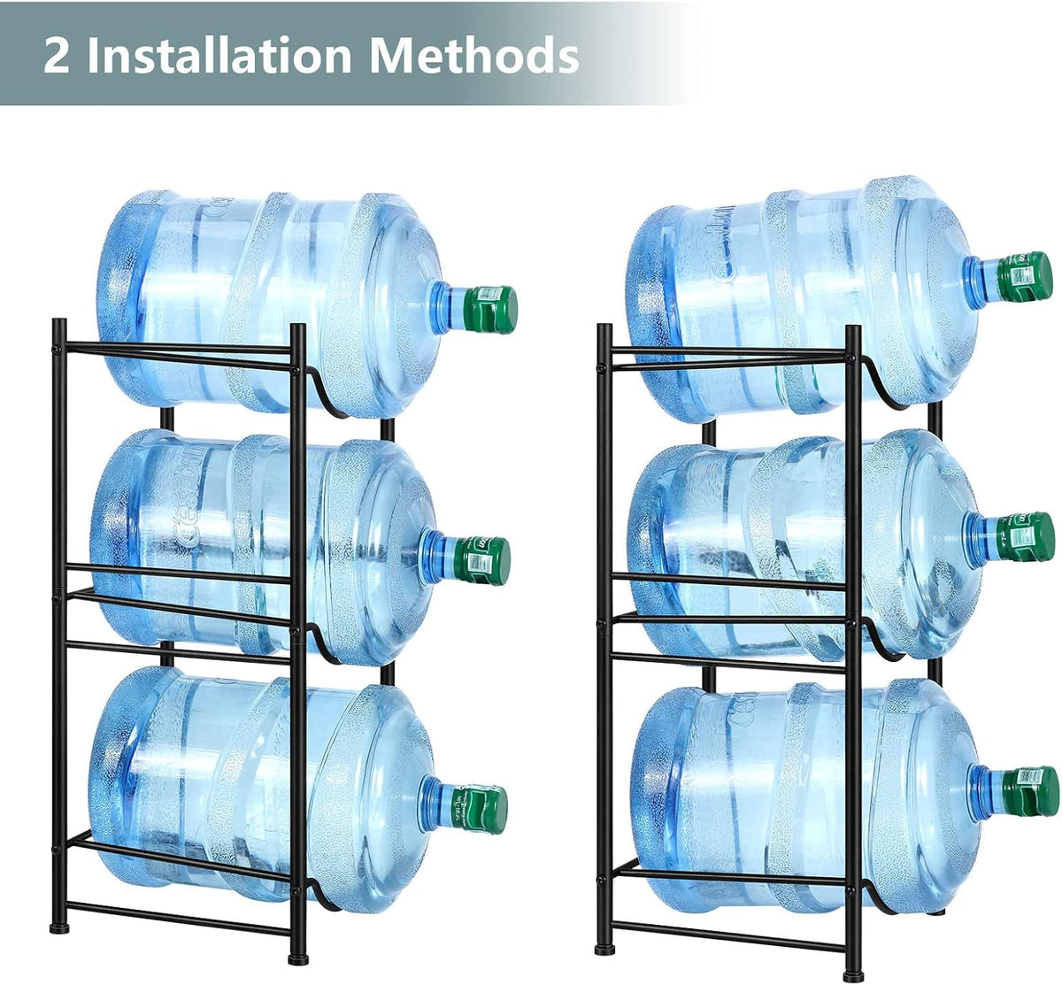5 Gallon Water Jug Holder, 5 Tier Water Cooler Jug Rack, Black