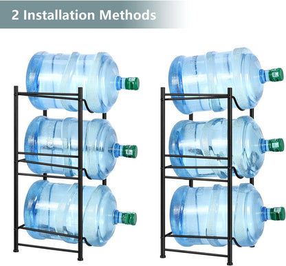 5 Gallon Water Jug Holder, 5 Tier Water Cooler Jug Rack, Black