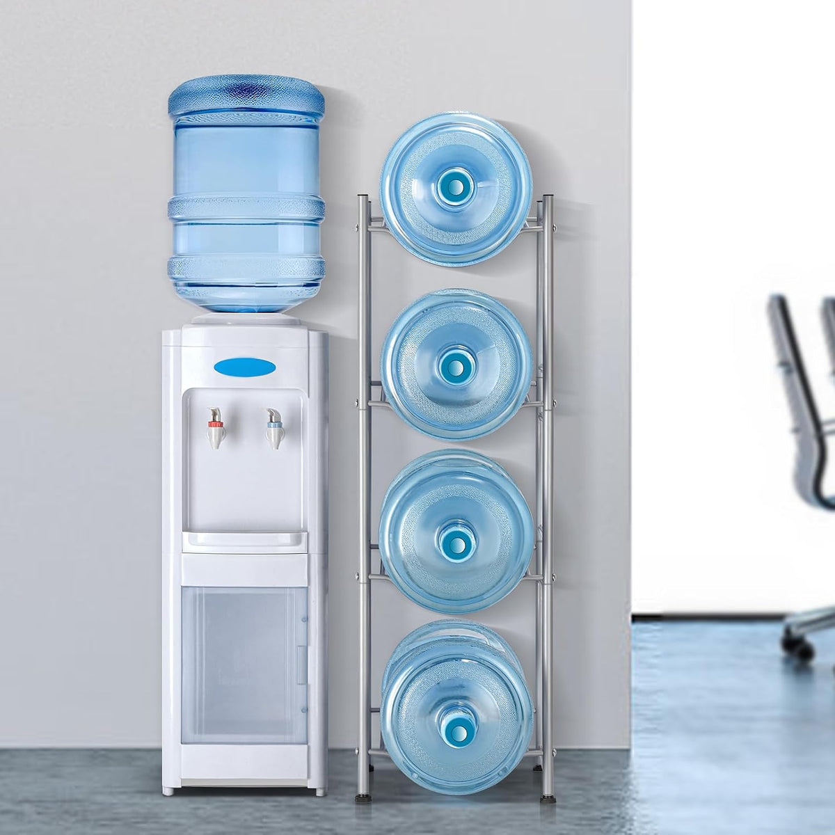 5 Gallon Water Jug Holder, 5 Tier Water Cooler Jug Rack, Black