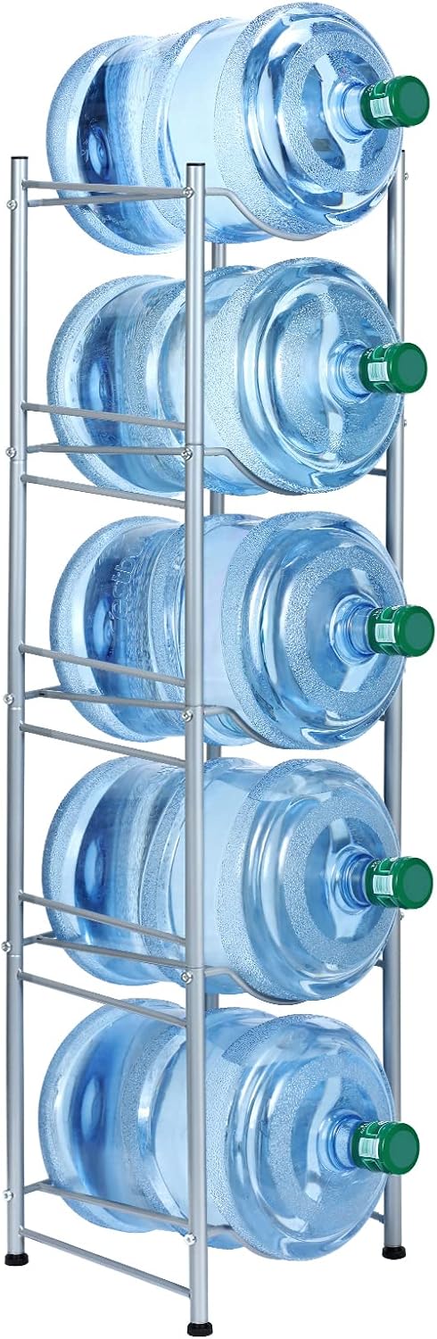 5 Gallon Water Jug Holder, 5 Tier Water Cooler Jug Rack, Black