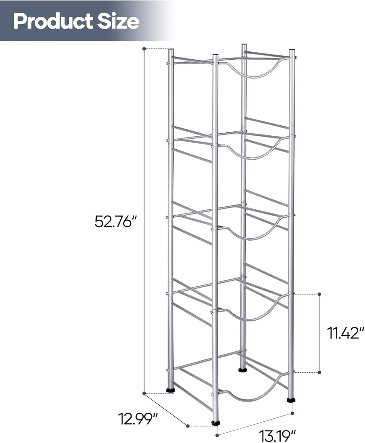 5 Gallon Water Jug Holder, 5 Tier Water Cooler Jug Rack, Black